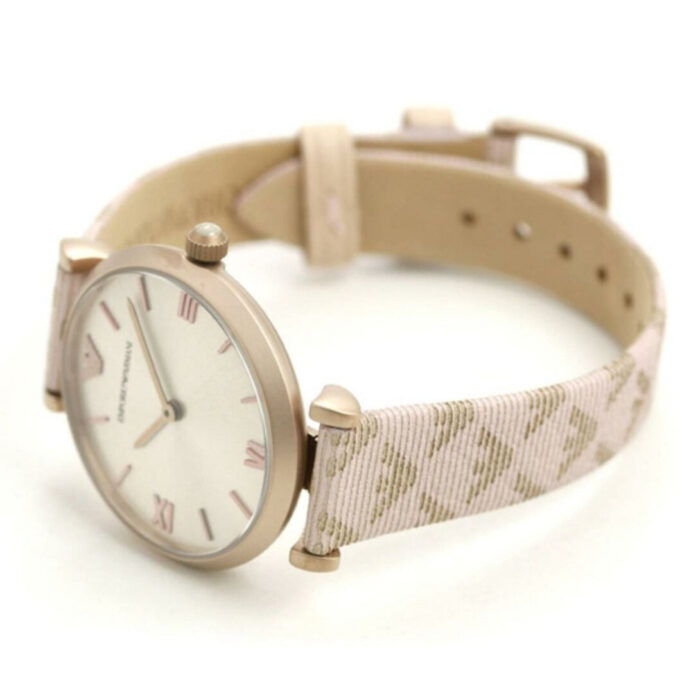 Emporio Armani Gianni T Bar Analog Silver Dial Beige Leather Strap Watch For Women - AR11127 - Image 8